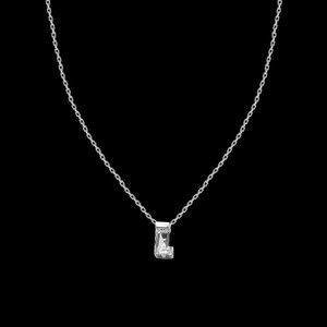 Crystal & Silvertone with Swarovski Alphabet Personalized Necklace -18" Letter-L